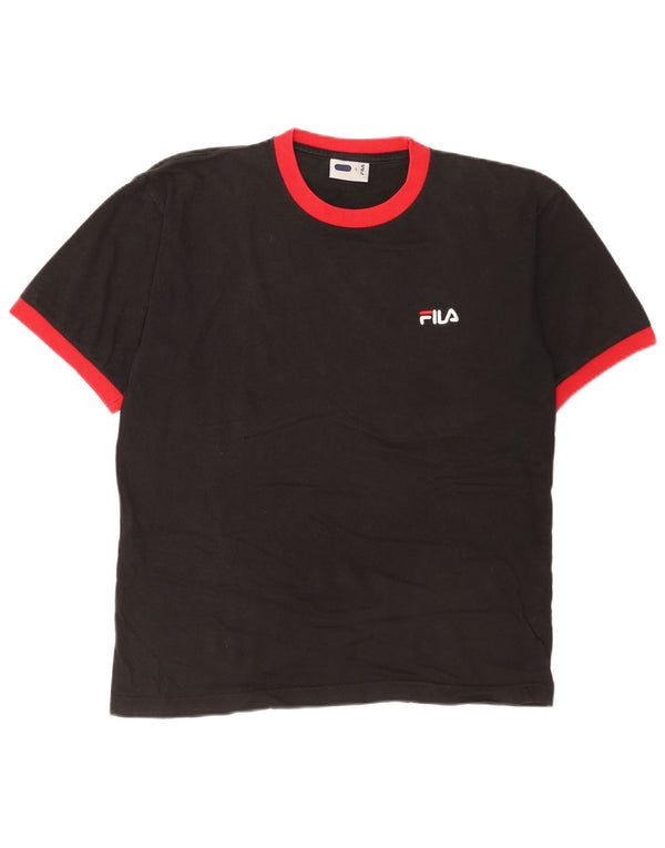 Camiseta masculina Fila top pequeno algodão colorblock preto