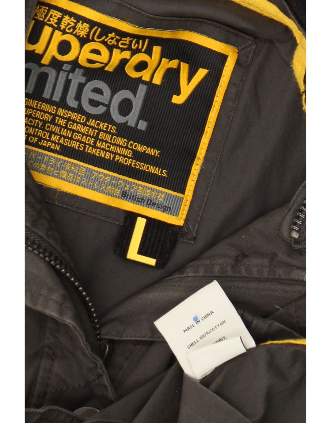 Jaqueta militar feminina Superdry UK 14 grande algodão cáqui