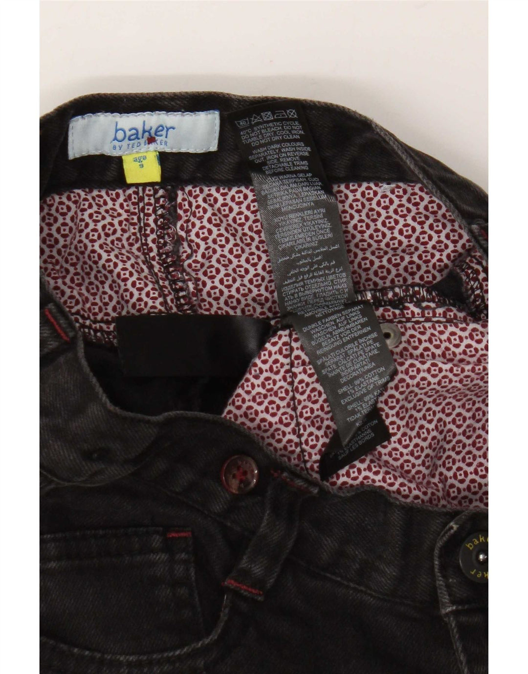 Ted Baker Boys Jeans Slim 8-9 Anos W24 L22 Algodão Preto