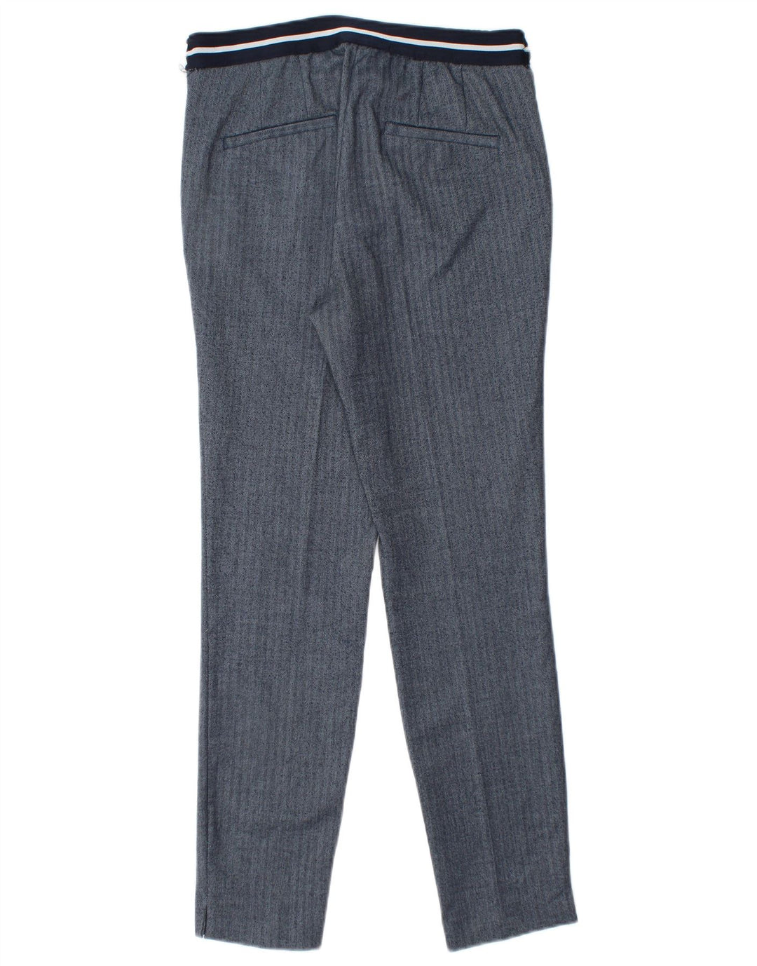 Zara Calça Chino Feminina Slim Pequena W26 L27 Azul Espinha de Peixe Poliéster