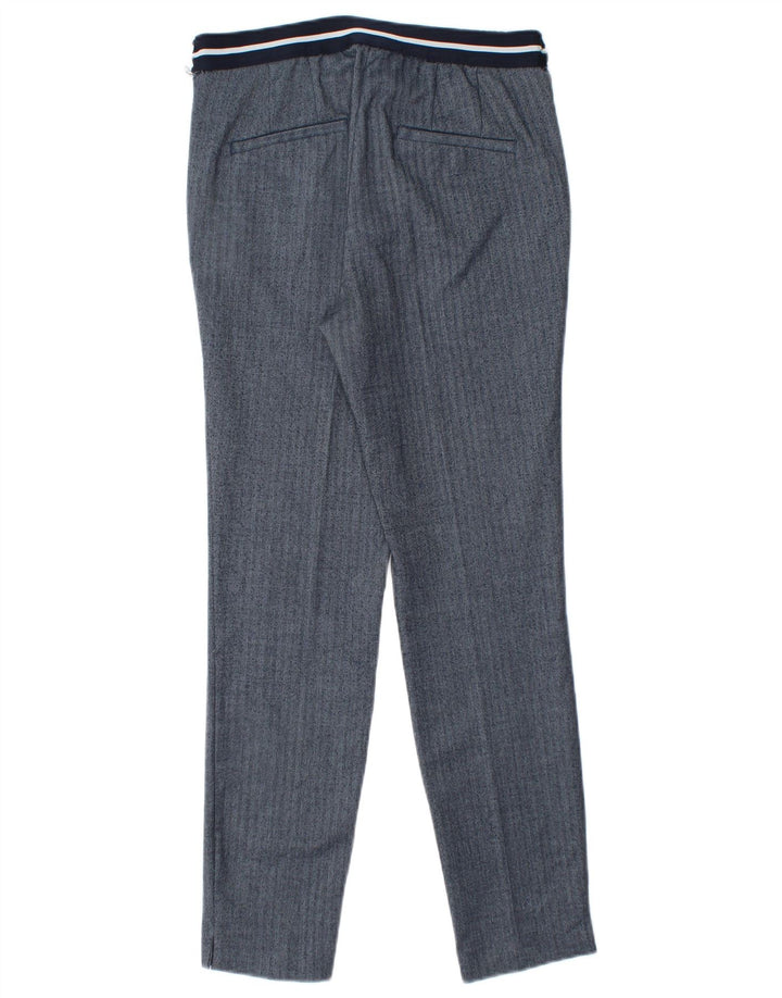 Zara Calça Chino Feminina Slim Pequena W26 L27 Azul Espinha de Peixe Poliéster