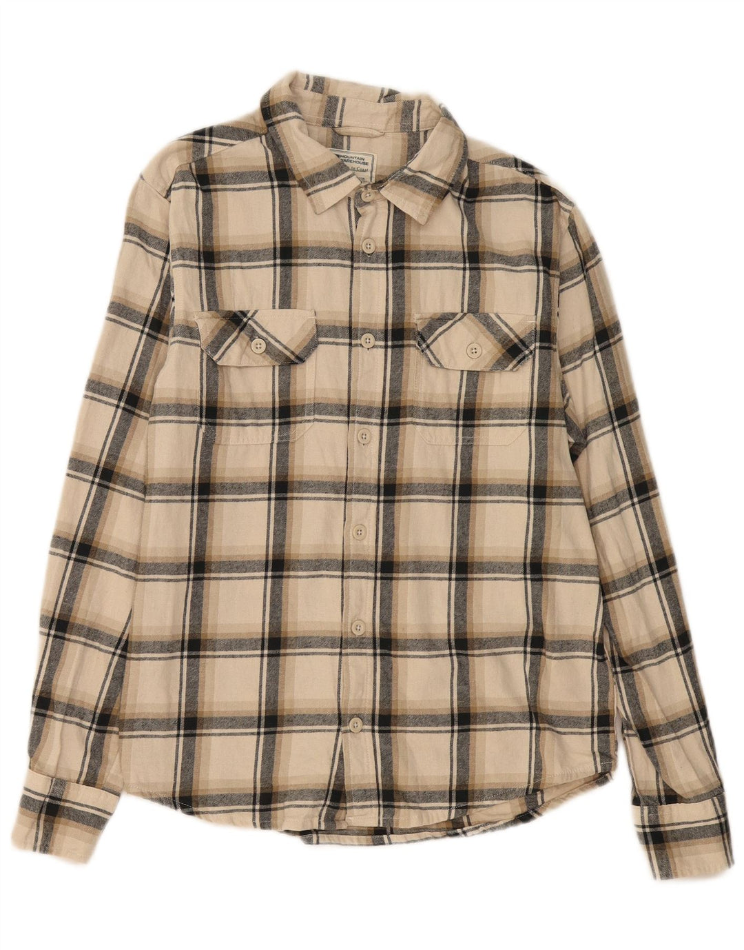 Camisa masculina de flanela Mountain Warehouse algodão xadrez bege médio