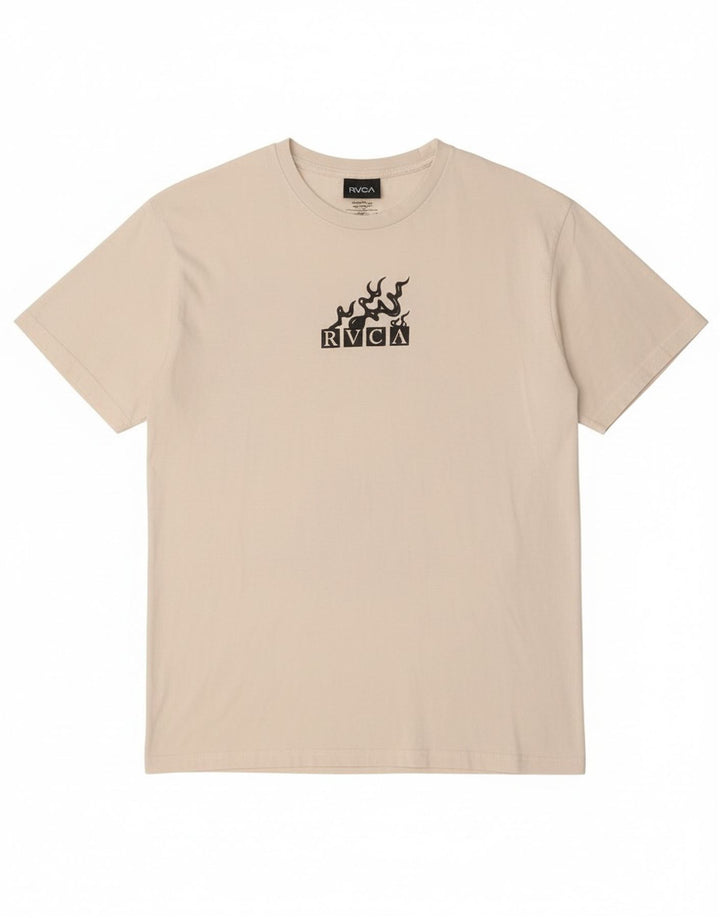 Camiseta masculina RVCA com ajuste relaxado e estampa gráfica de algodão branco médio