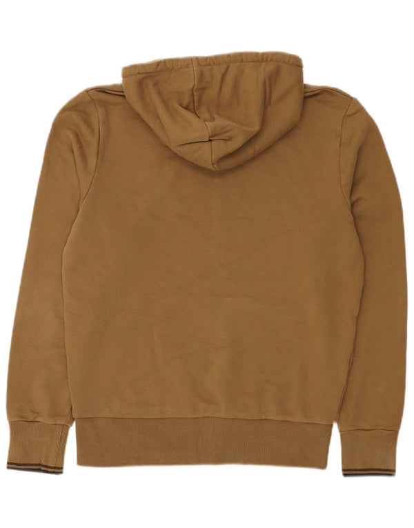 Fred Perry moletom feminino com capuz pequeno algodão bege