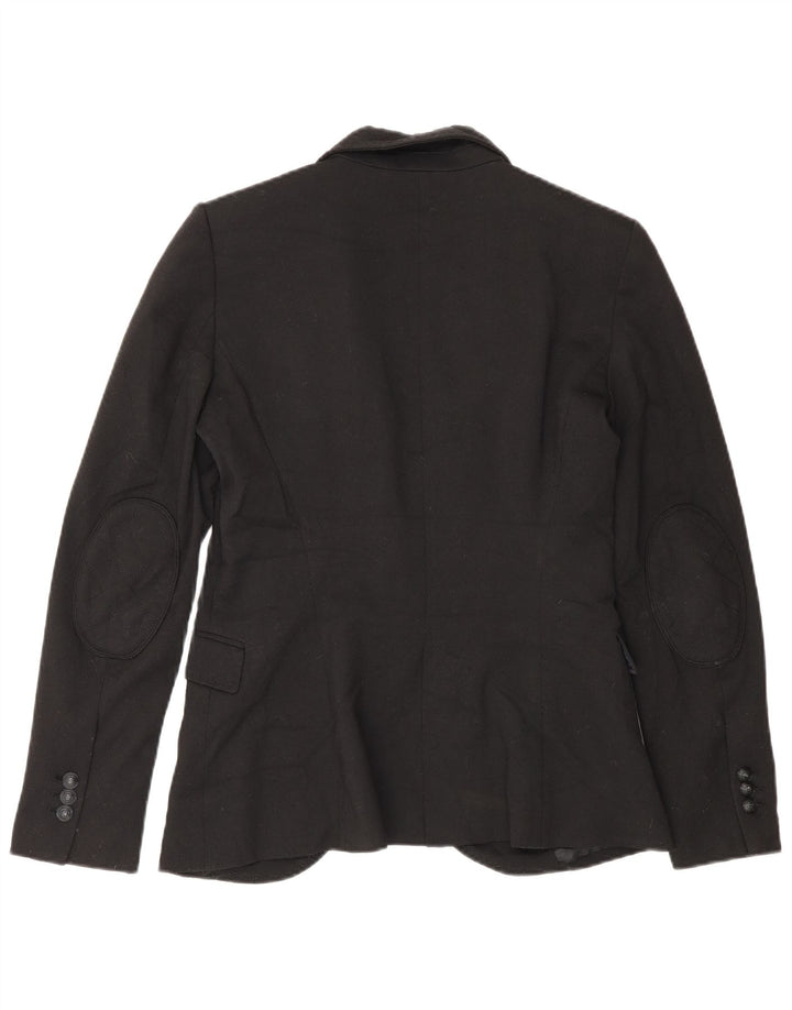 Jaqueta blazer feminina Zara com 1 botão Reino Unido 12 poliéster preto médio