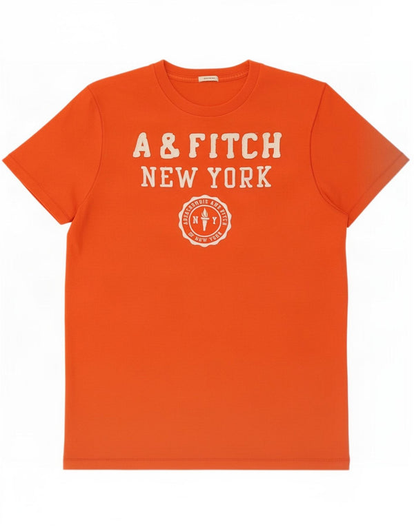 Abercrombie & Fitch Mens Muscle Graphic Camiseta Top 2XL Algodão Laranja