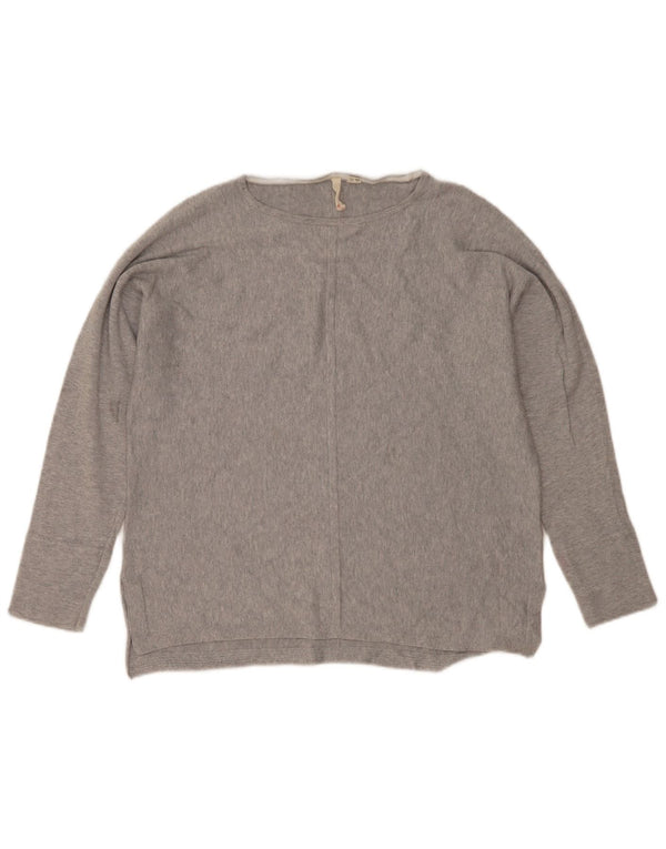 Suéter feminino com gola canoa White Stuff Reino Unido 14 grande cinza manchado