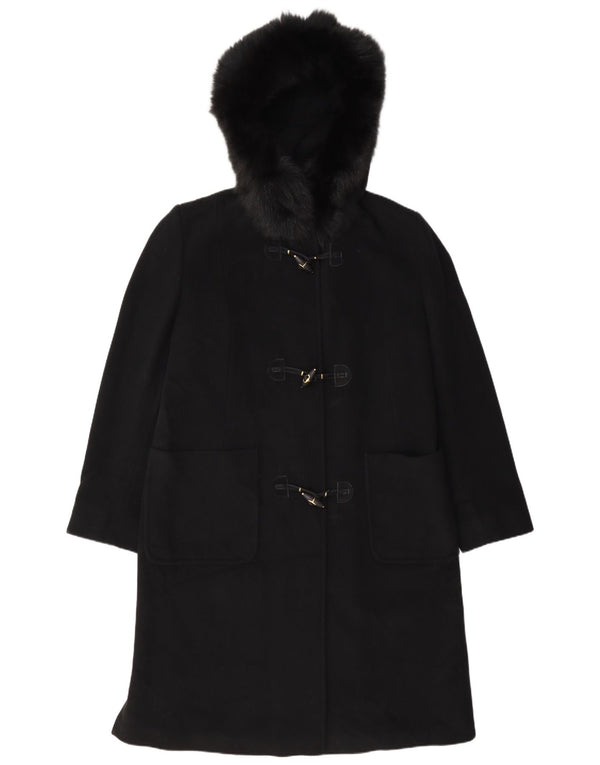 Casaco duffle feminino com capuz Franco Ancona IT 50 XL lã virgem preta