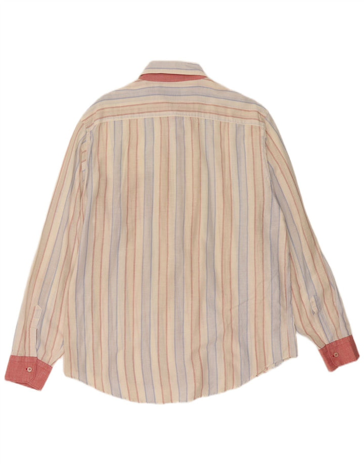 Trussardi Jeans Camisa masculina 2XL listrada multicolorida