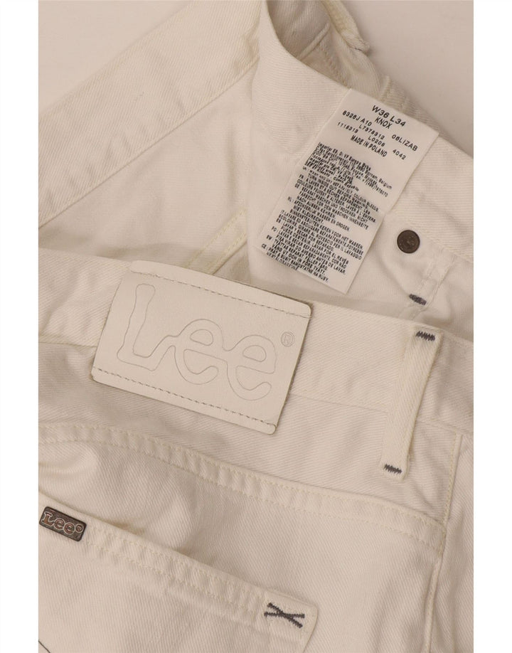 Lee Mens Knox Straight Jeans W36 L34 Algodão Branco