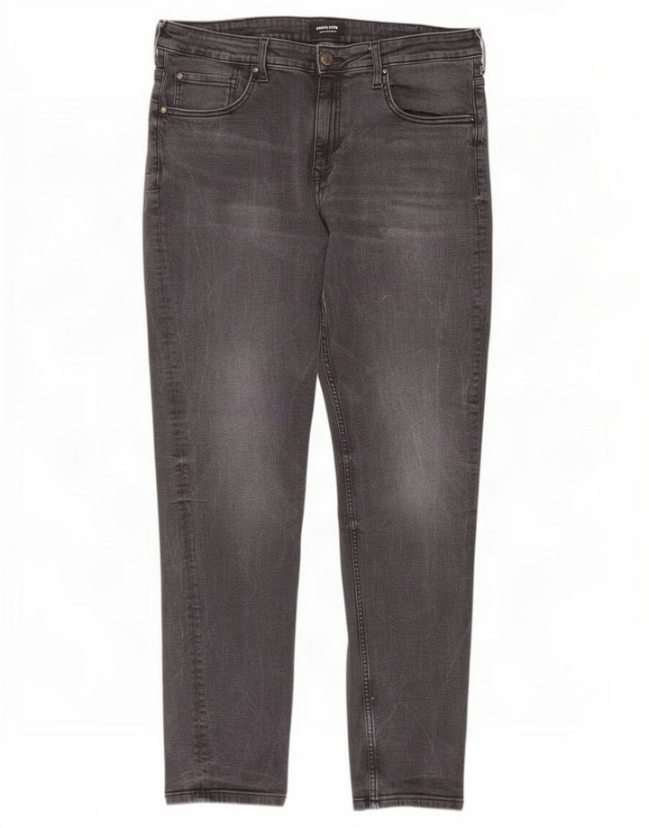 Jack & Jones Mens Slim Jeans W36 L34 Cinza Algodão