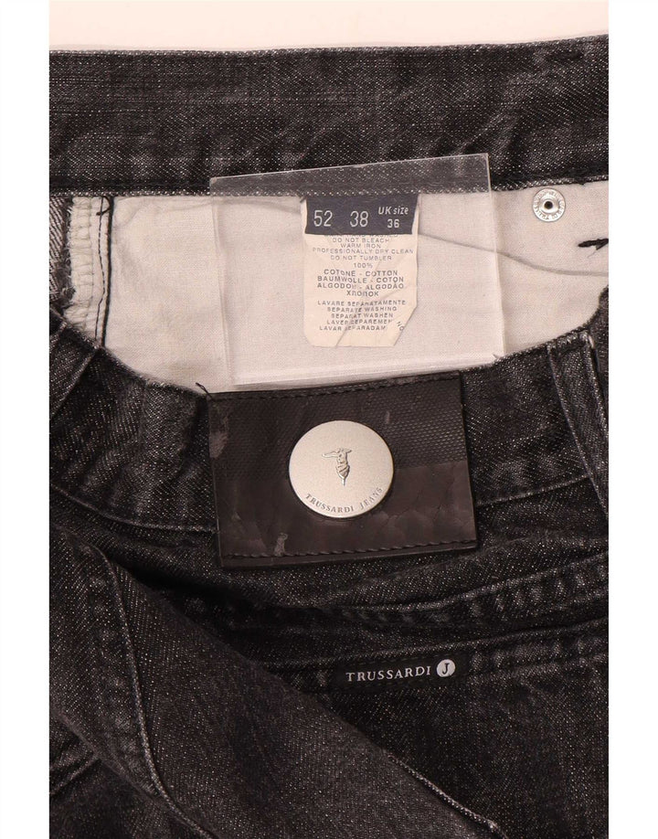 Trussardi Calça jeans reta masculina W36 L32 algodão cinza