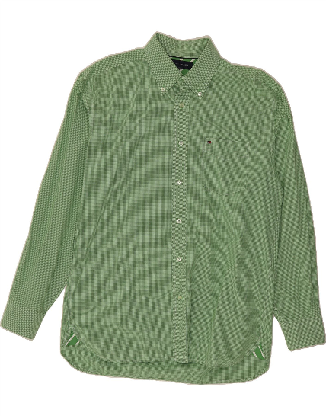TOMMY HILFIGER Mens Shirt Medium Green Gingham Vintage Tommy Hilfiger and Second-Hand Tommy Hilfiger from Messina Hembry 