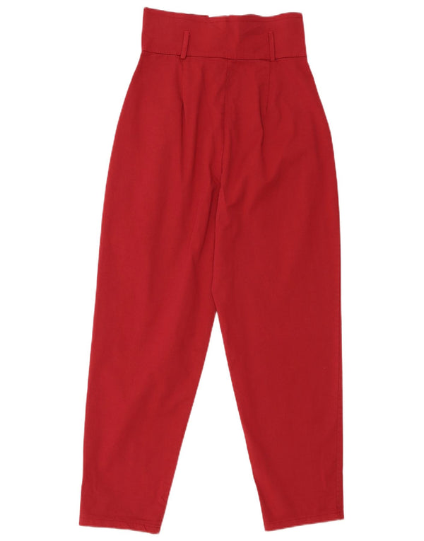 Calça casual feminina vintage cintura alta cônica pequena W26 L25 Borgonha