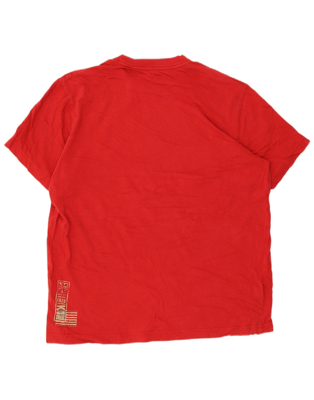 Camiseta masculina EDDIE BAUER com estampa gráfica grande de algodão vermelho