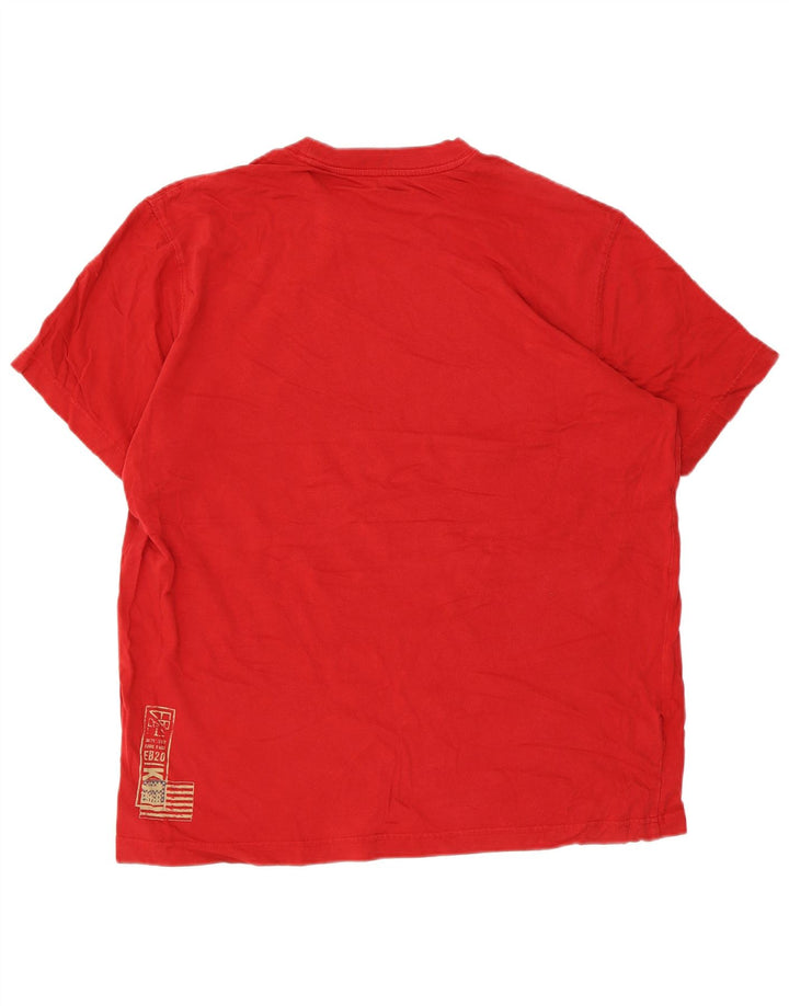 Camiseta masculina EDDIE BAUER com estampa gráfica grande de algodão vermelho