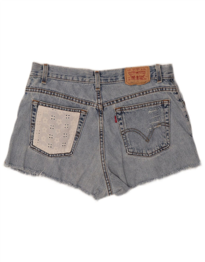 Shorts jeans feminino Levi's 550 desgastado US 12 grande W30 azul