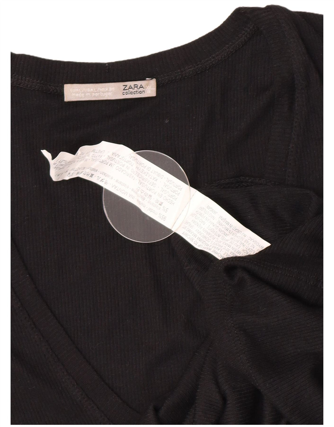 Top feminino Zara manga comprida UK 14 grande preto modal