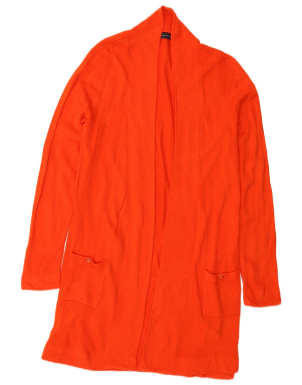 Marks & Spencer Suéter feminino Longline Open Cardigan Reino Unido 12 Médio Laranja
