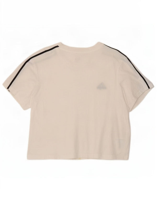 Adidas Womens Crop Loose Fit Camiseta Top Reino Unido 8/10 Pequeno Algodão Branco
