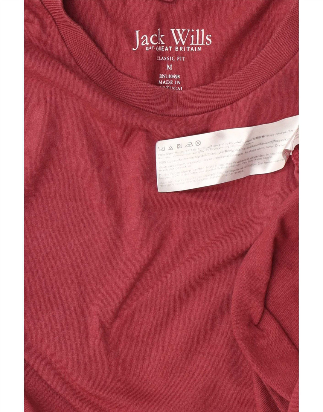 Jack Wills Mens Classic Fit Camiseta Top Médio Algodão Marrom