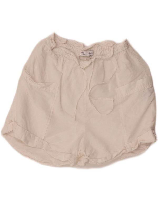 Zara Shorts feminino casual XS W24 linho branco