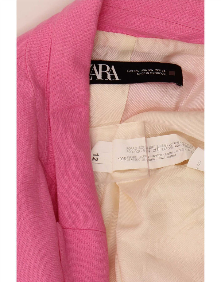 Jaqueta Zara Womens Open Blazer UK 20 2XL Acetato Rosa