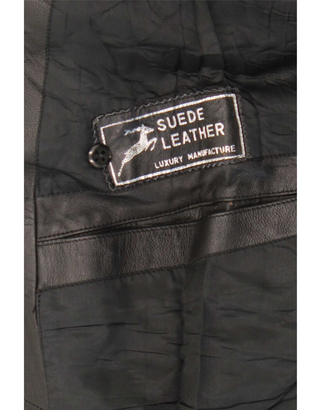 Casaco masculino vintage de couro com peito duplo UK 38 médio preto
