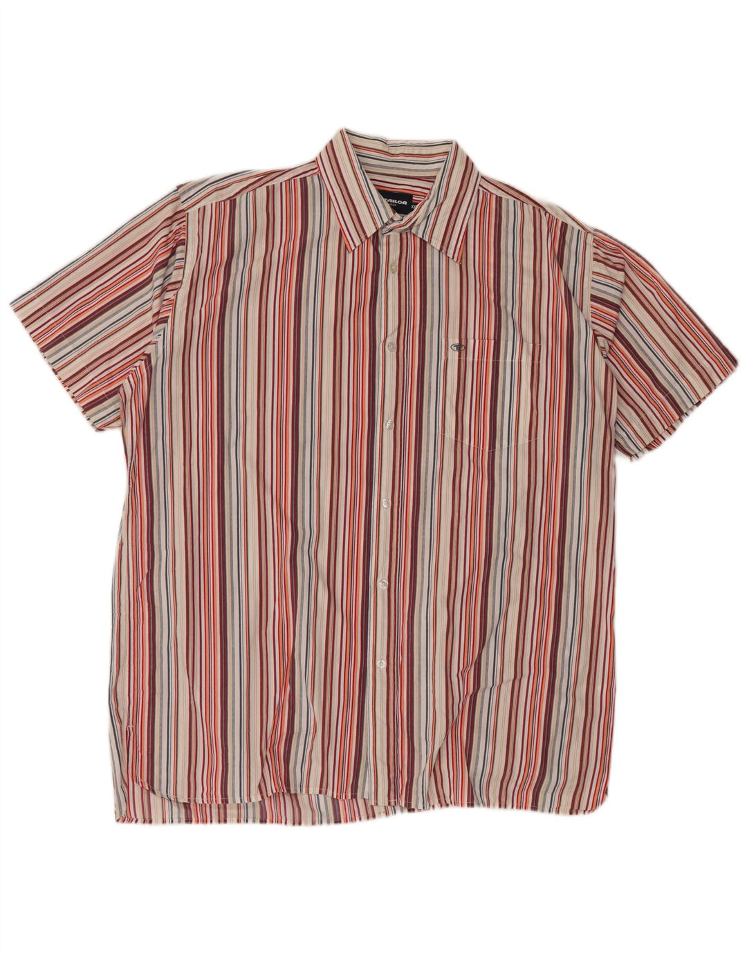 Camisa masculina de manga curta TOM TAILOR 2XL algodão listrado multicolorido