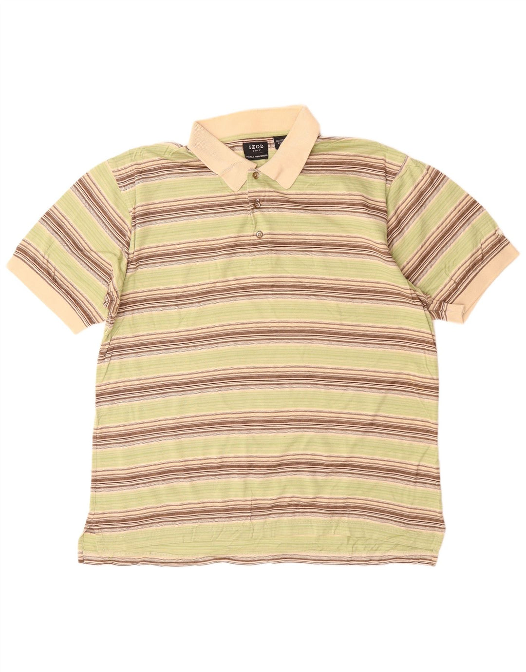 Camisa polo masculina IZOD grande algodão listrado cinza