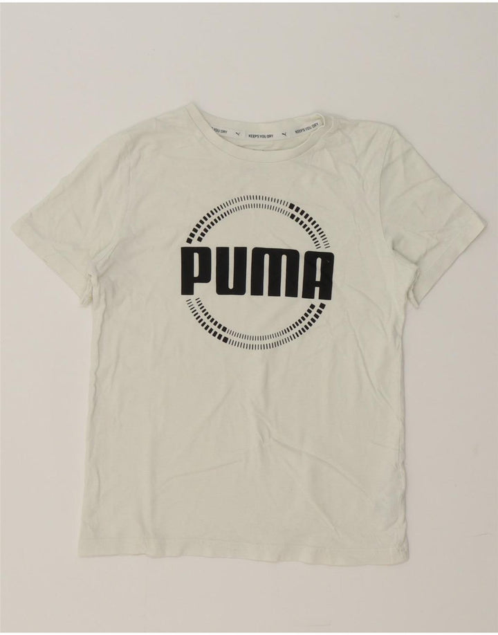 PUMA Boys Graphic T-Shirt Top 11-12 Years White Cotton Vintage Puma and Second-Hand Puma from Messina Hembry 