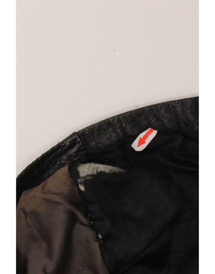 Jaqueta de couro feminina vintage IT 48 XL preta
