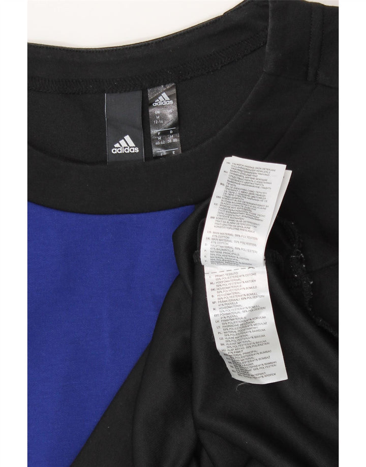 ADIDAS Womens Sweatshirt Jumper UK 12/14 Médio Preto Colorblock