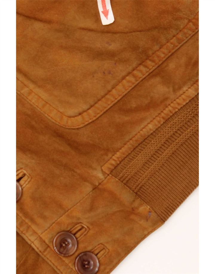 Jaqueta bomber de camurça vintage feminina UK 18 XL marrom