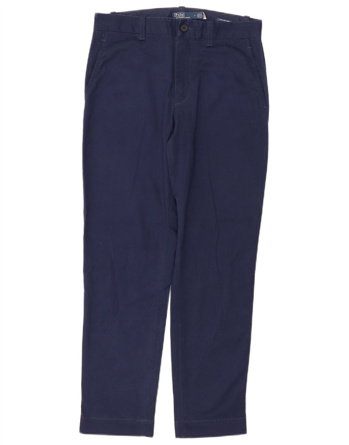 Calça chino feminina POLO RALPH LAUREN US 4 pequena W28 L27 azul marinho