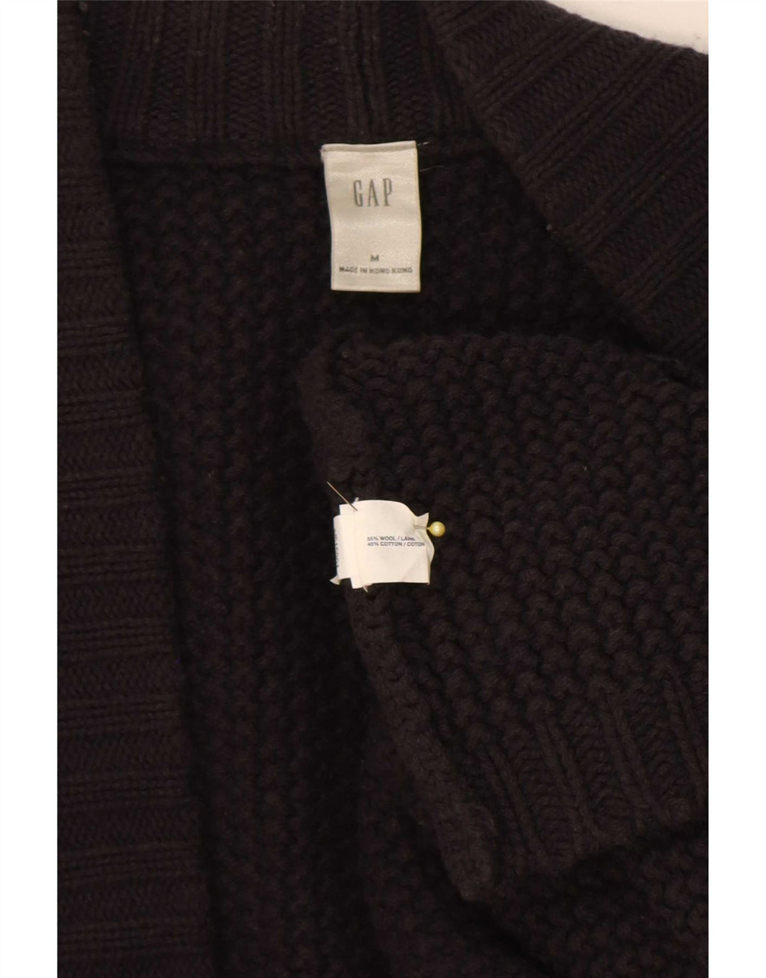 Suéter feminino Gap Longline oversized aberto cardigan Reino Unido 14 lã preta média