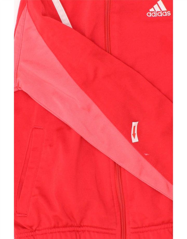 Adidas Meninas Treino Top Jaqueta 7-8 Anos Vermelho Colorblock Poliéster