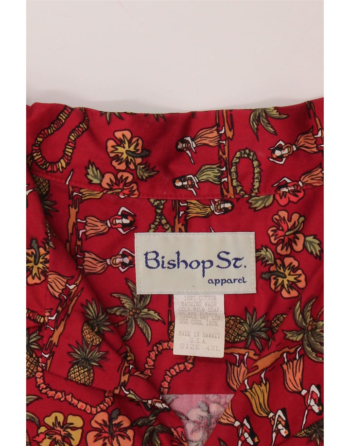 Camisa masculina de manga curta Bishop St. Apparel 4XL algodão floral vermelho