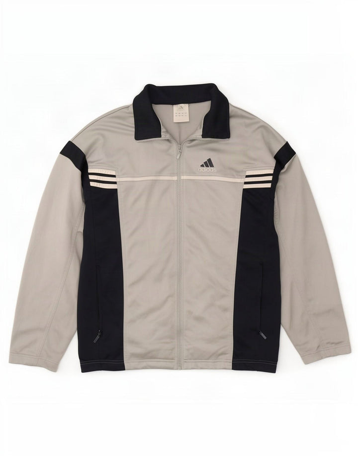 Jaqueta Adidas Masculina Graphic Tracksuit Top Cinza Médio Poliéster Colorblock