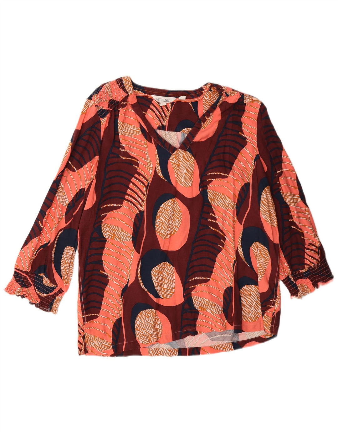Blusa Feminina White Stuff Top UK 14 Grande Geométrica Multicolorida