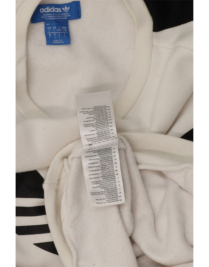 Adidas Mens Graphic Moletom Jumper Grande Branco Colorblock Algodão