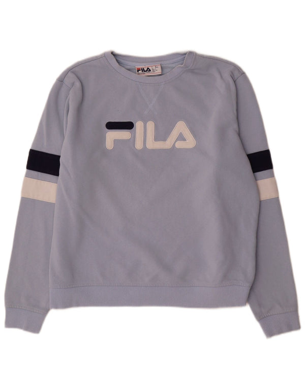 Fila moletom gráfico feminino jumper UK 16 grande azul colorblock algodão