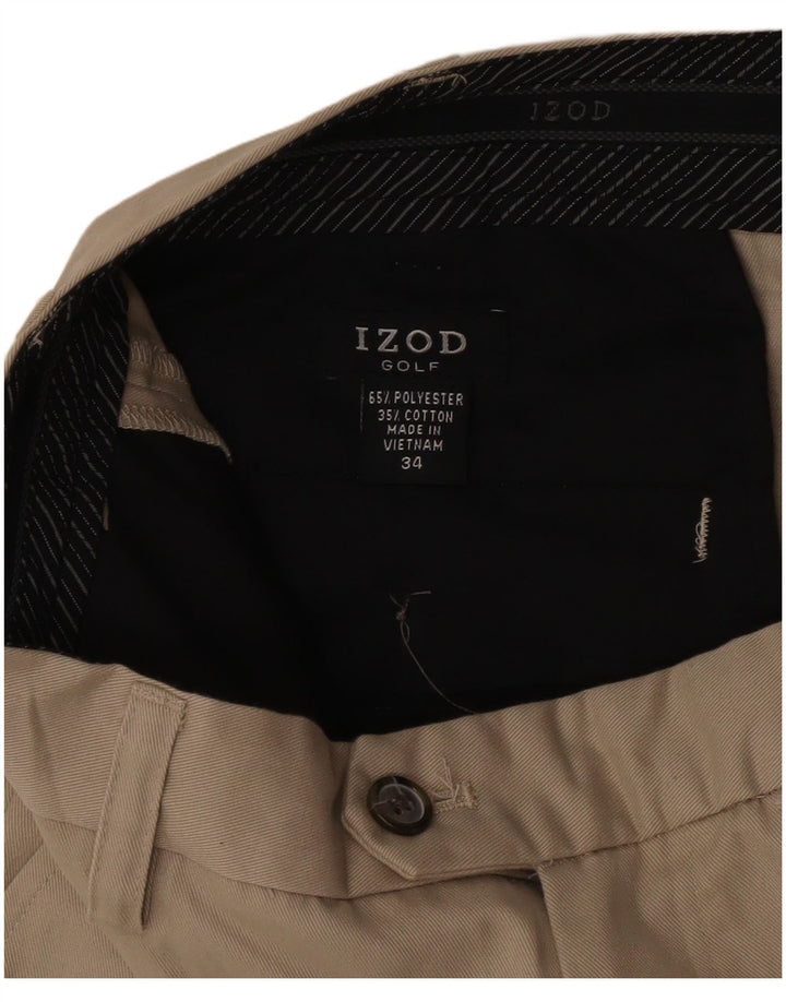 Izod Mens Golf Chino Shorts W34 Grande Poliéster Bege