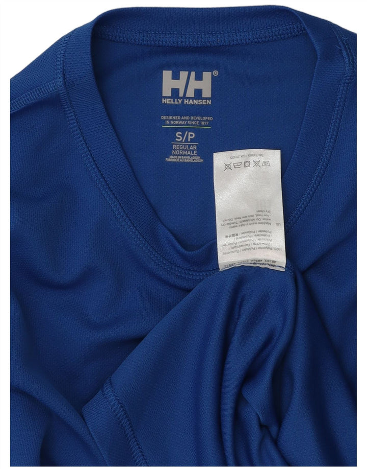 Camiseta masculina Helly Hansen manga comprida pequena azul poliéster