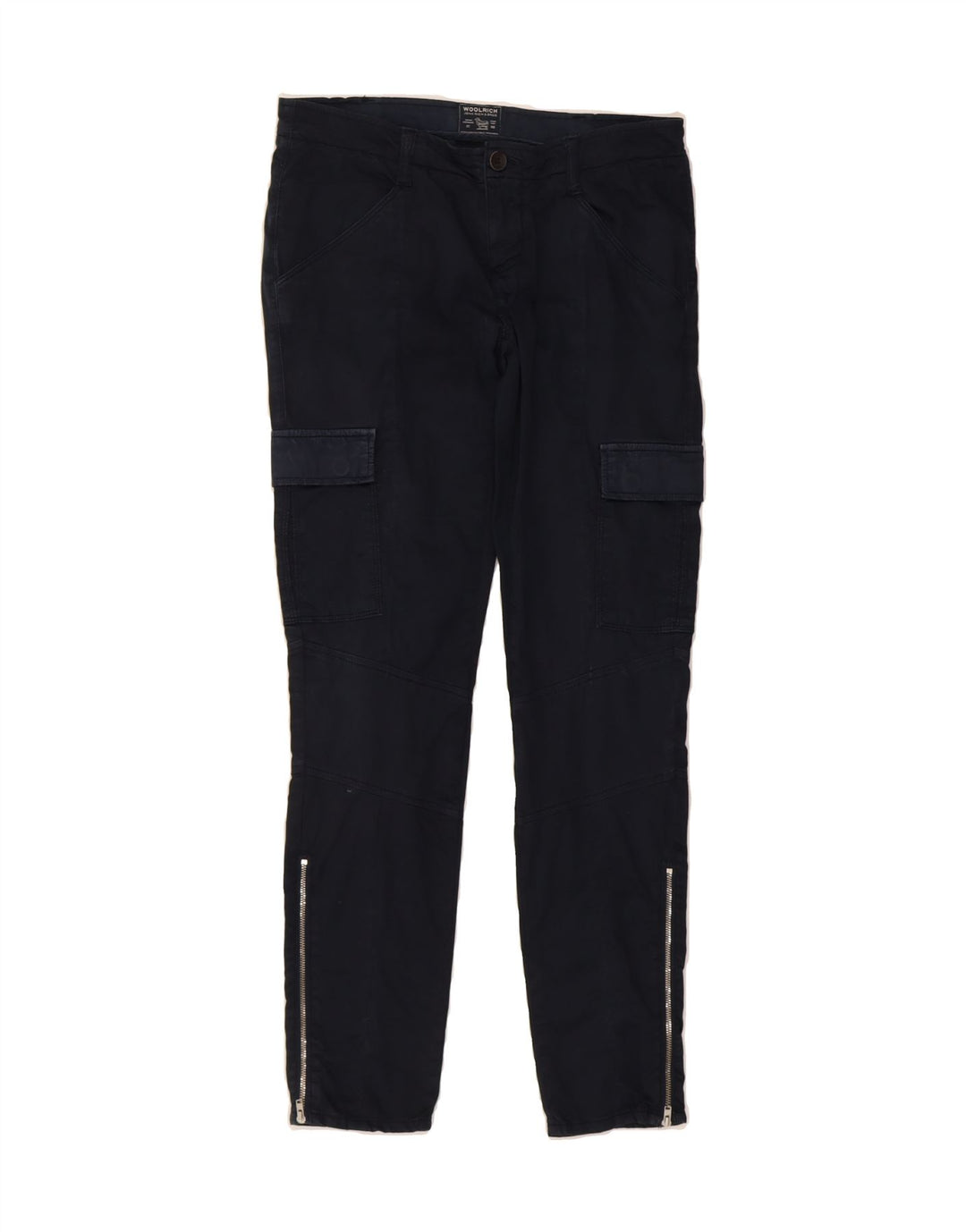 WOOLRICH Womens Slim Fit Cargo Trousers W28 L29 Navy Blue Cotton Vintage Woolrich and Second-Hand Woolrich from Messina Hembry 