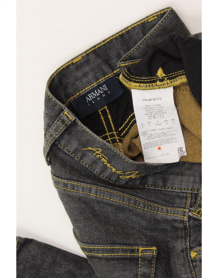 ARMANI Calça jeans reta masculina W33 L32 algodão cinza