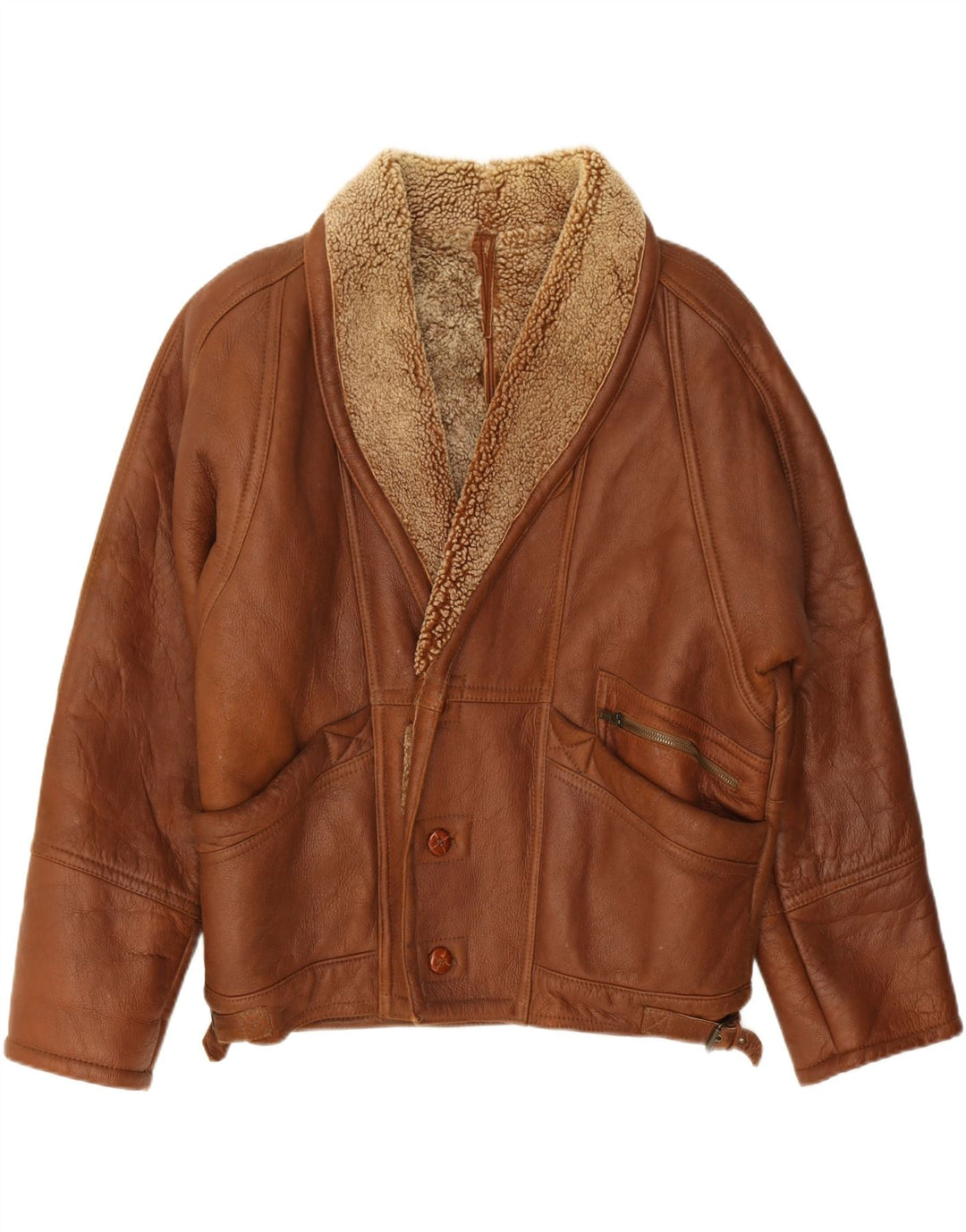Jaqueta masculina VINTAGE Shearling UK 42 XL marrom