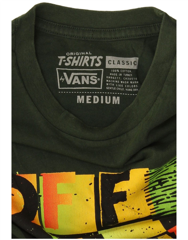 Vans Homem Clássico T-shirt Gráfica Top Verde Médio Bloco de Cor Algodão