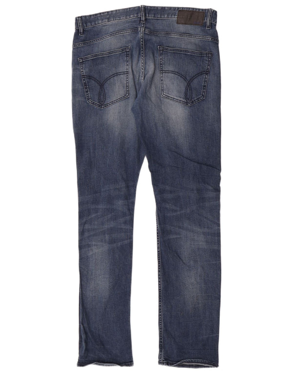 Calvin Klein Masculino Slim Jeans W34 L34 Azul Algodão