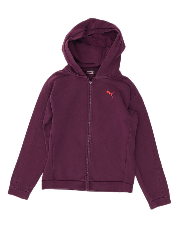PUMA Girls Graphic Zip Hoodie Sweater 13-14 Years Purple Cotton Vintage Puma and Second-Hand Puma from Messina Hembry 